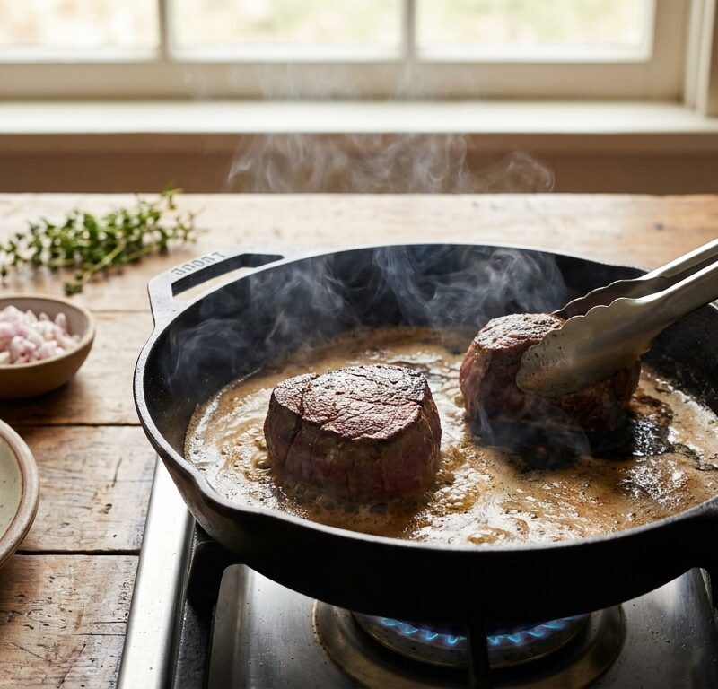 Steak Diane, Flamed in Cognac