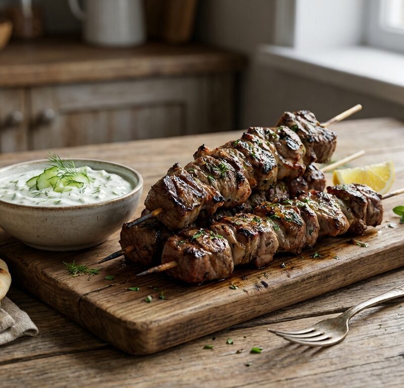 Grilled Lamb Souvlaki with Tzatziki